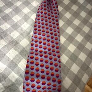 Allea for Nordstrom Silk Geometric Necktie Purple Orange Gray Made in Italy